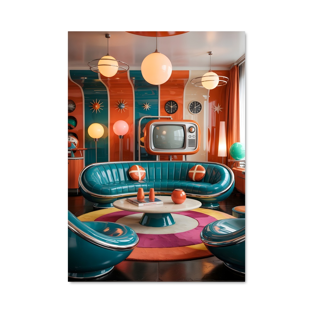 Poster captivant de l'ère atomique